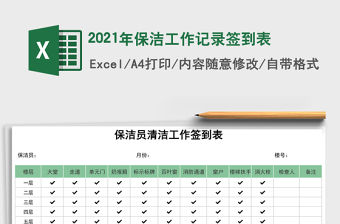 2021年保潔工作記錄簽到表