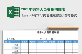 2021年銷售人員費(fèi)用明細(xì)表
