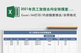 2021年員工放假去向安排摸查表