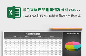 黑色立體產品銷售情況分析excel模板