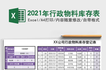 2021年行政物料庫存表