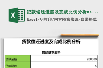 貸款償還進(jìn)度及完成比例分析excel模板