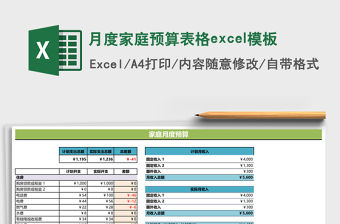 月度家庭預(yù)算表格excel模板