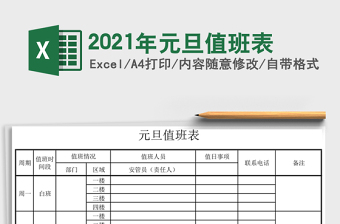 2021年元旦值班表