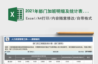 2021年部門加班明細及統計表（部門填寫）