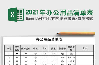 2021年辦公用品清單表