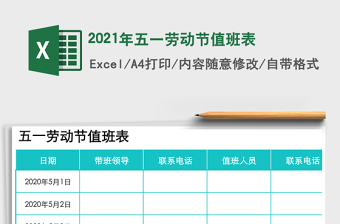 2021年五一勞動節(jié)值班表