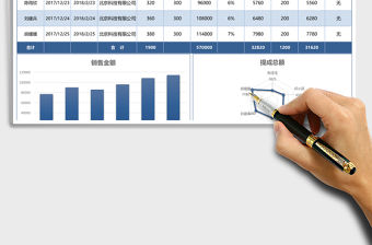 藍(lán)色簡(jiǎn)約銷售提成表excel模板