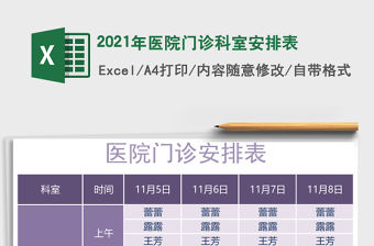 2021年醫(yī)院門診科室安排表