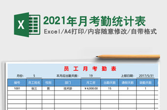 2021年月考勤統(tǒng)計(jì)表