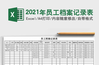 2021年員工檔案記錄表