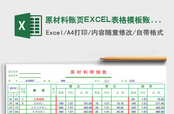 原材料賬頁(yè)EXCEL表格模板賬頁(yè)風(fēng)格表格模板