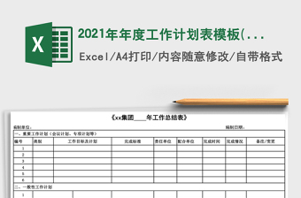 2021年年度工作計劃表模板(總結(jié)和計劃)