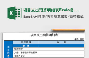 項目支出預算明細表Excle模板