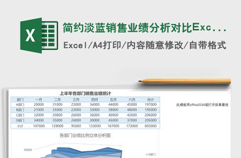簡約淡藍銷售業績分析對比Excel表格模
