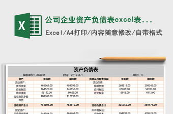 公司企業資產負債表excel表格模板