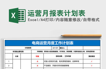 運營月報表計劃表