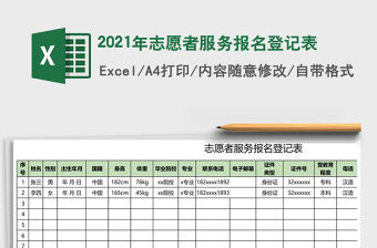 2021年志愿者服務報名登記表