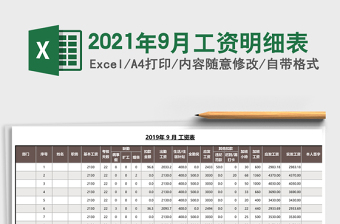 2021年9月工資明細表