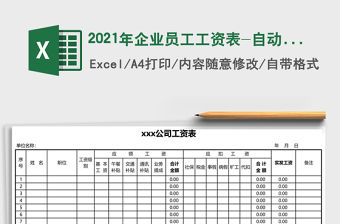 2021年企業員工工資表-自動統計