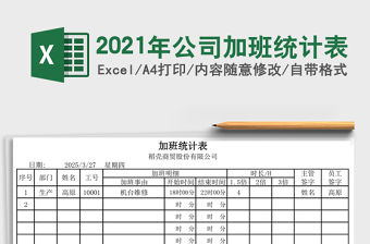 2021年公司加班統計表