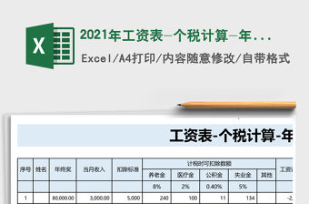 2021年工資表-個稅計算-年終獎
