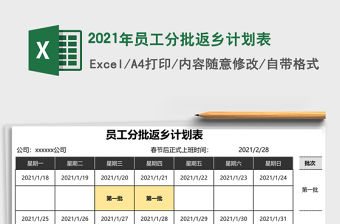 2021年員工分批返鄉計劃表