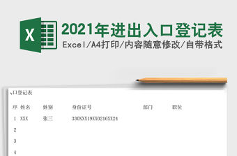 2021年進(jìn)出入口登記表