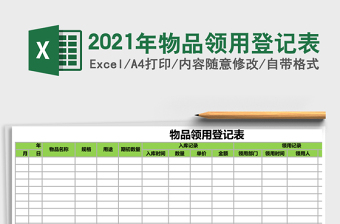 2021年物品領(lǐng)用登記表