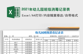2021年幼兒園班級消毒記錄表