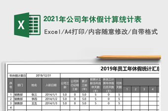 2021年公司年休假計算統計表