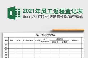 2021年員工返程登記表
