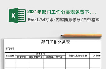 2021年部門工作分類表免費下載