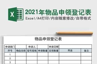 2021年物品申領登記表