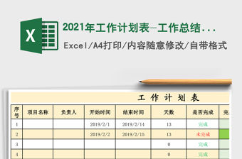 2021年工作計(jì)劃表-工作總結(jié)計(jì)劃月報(bào)