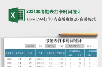 2021年考勤表打卡時間統(tǒng)計