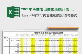 2021年考勤表出勤加班統(tǒng)計表公式計算免費下載