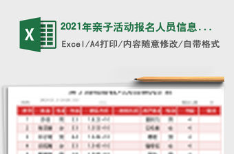 2021年親子活動報名人員信息統計表