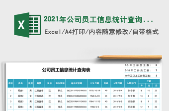 2021年公司員工信息統(tǒng)計查詢表
