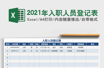 2021年入職人員登記表