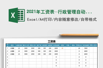 2021年工資表-行政管理自動版