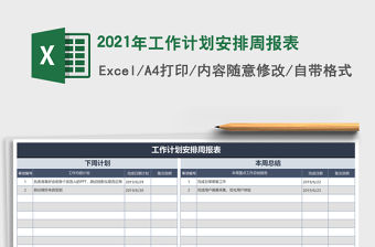 2021年工作計劃安排周報表
