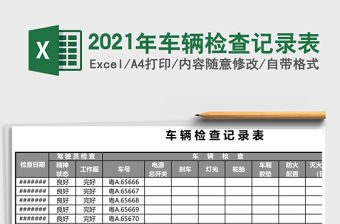 2021年車輛檢查記錄表
