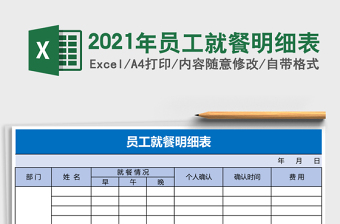 2021年員工就餐明細(xì)表
