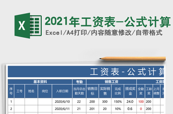 2021年工資表-公式計(jì)算
