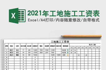 2021年工地施工工資表