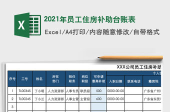 2021年員工住房補助臺賬表