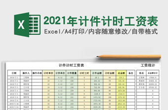 2021年計件計時工資表