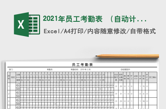 2021年員工考勤表 （自動(dòng)計(jì)算）