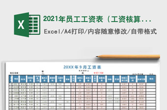 2021年員工工資表（工資核算表）